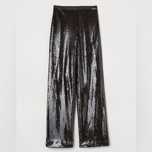 Dark brown Straight-leg Sequined Pants
